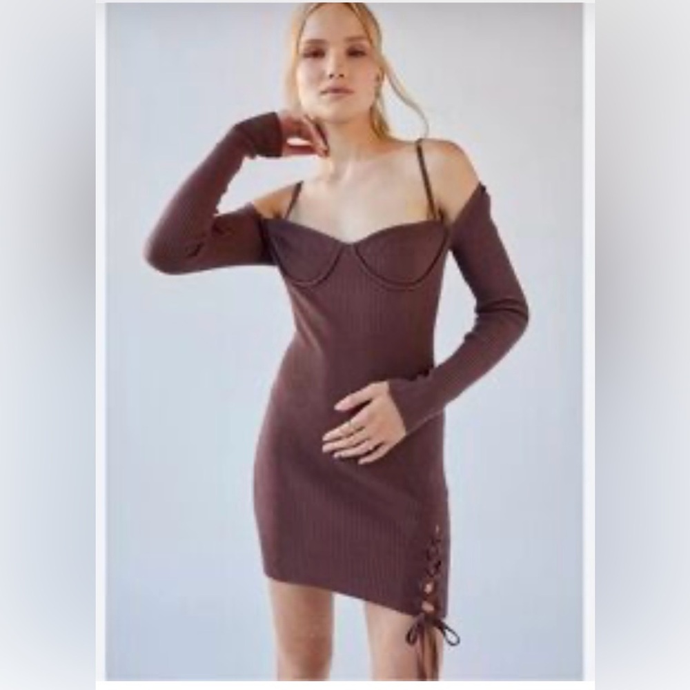 Urban Outfitters Corset Ribbed Long‎ Sleeve Dress  - Size M